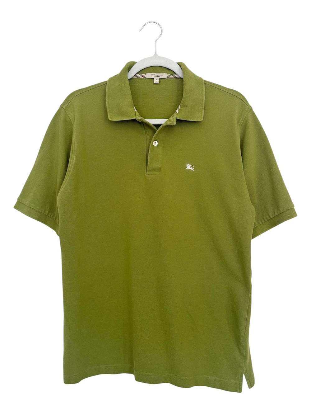 Burberry London Men’s Olive Green Embroidered Knight Polo Shirt Size Med
